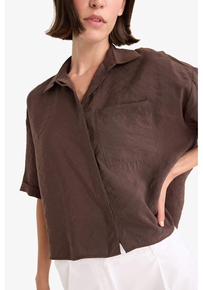 Defacto Loose Fit Modal Kısa Kollu Gömlek F9331ax25aubn192 Kahve