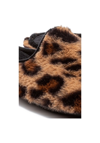 Twigy Leopar Kadın Peluş Ev Terliği Siyah 37/41 623026