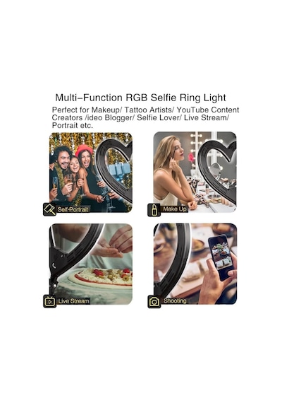 Tripod Kalp 10 Inç Heart Light 5500k Youtuber Led Işıklı 2.1 Metre Kumandalı Tripod Selfie Makyaj