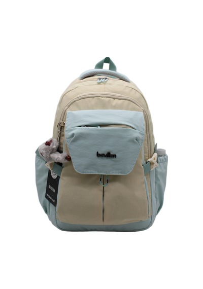 Günlük Sırt Çantası Unisex Çok Bölmeli Okul Çantası 2601 Bej-mavi