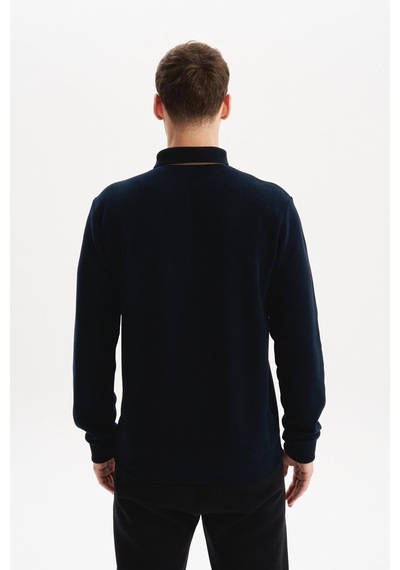 AR-MA Arma Erkek Regular Fit Selanik Kumaş Düğmeli Polo Yaka Sweatshirt Pamuk Polyester Karışımlı K30564699202 Lacivert