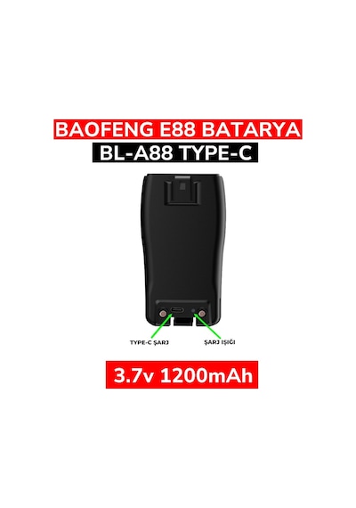 Bl-a88 Type-c Batarya 3.7v 1200mah Baofeng E88 Telsiz Bataryası, E88 Telsiz Pili.