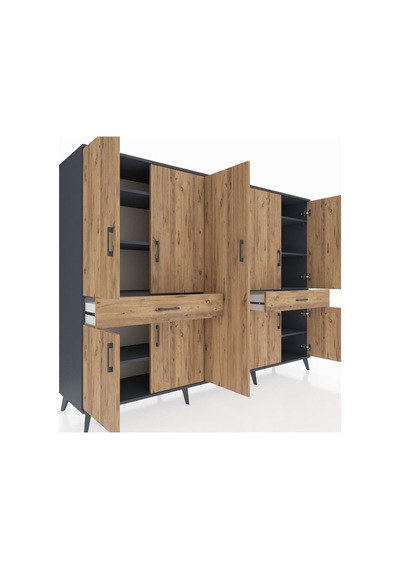 Hyperion Dolap 12 Raflı 2 Çekmeceli 8 Kapaklı 220x44x163 Antrasit Antrasit-çam Hyperion Dolap 12 Raflı 2 Çekmeceli 8 Kapaklı 220x44x163 Antrasit Antrasit-çam