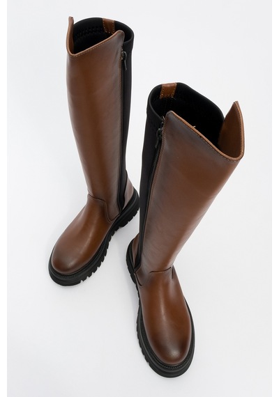 Luvishoes Luvi Shoes Shadow Taba Streç Detaylı Kadın Çizme Taba