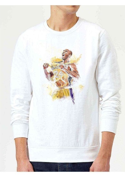 Lakers Basket Oyuncusu Basketbol Baskılı Beyaz Erkek Örme Sweat (528416124)