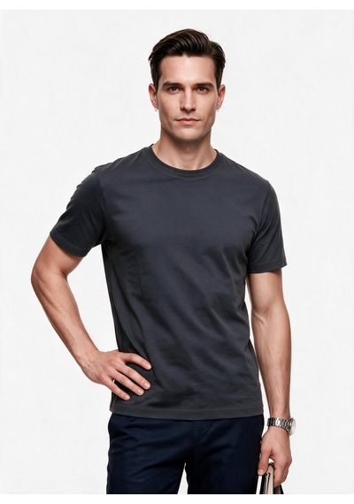 Jsco Erkek Bisiklet Yaka Rahat Kesim Pamuklu Kısa Kollu Basic T-shirt Js2674 Antrasit