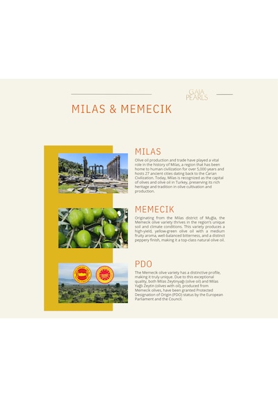 Gaia Pearls İkili Set Yeşil Seri 500 Ml X2 Avrupa Birliği Coğrafi İşaretli Milas Memecik Erken Hasat Soğuk Sıkım Dengeli Meyvemsi