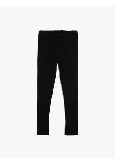 Koton Basic Ribanalı Tayt Beli Lastikli Siyah 5wkg40056ak Siyah