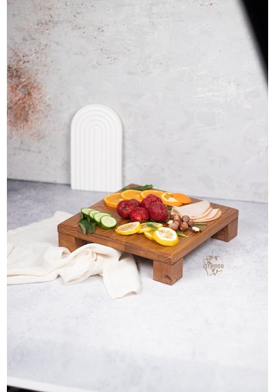 2 Li Tityos Küp Ayaklı 25x25 Cm Ve Piramit 25x25 Cm Ahşap Set