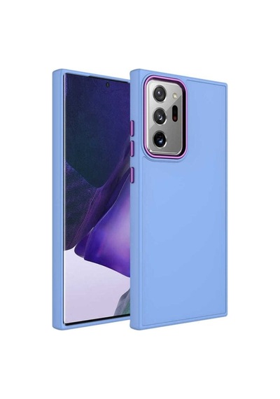Galaxy Note 20 Ultra Kılıf Metal Çerçeve Ve Buton Tasarımlı Silikon Zore Luna Kapak Lila