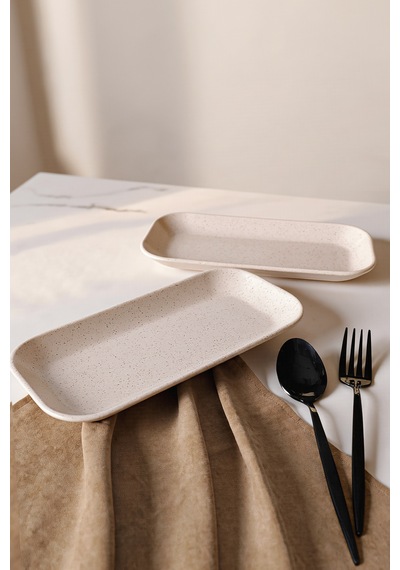 Keramika Mat Krem Pergamon Kayık Tabak 26 Cm 2 Adet 040