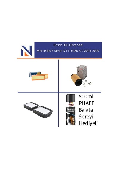 Mercedes E Serisi 211 E280 3.0 2005-2009 Bosch 3'lü Filtre Seti