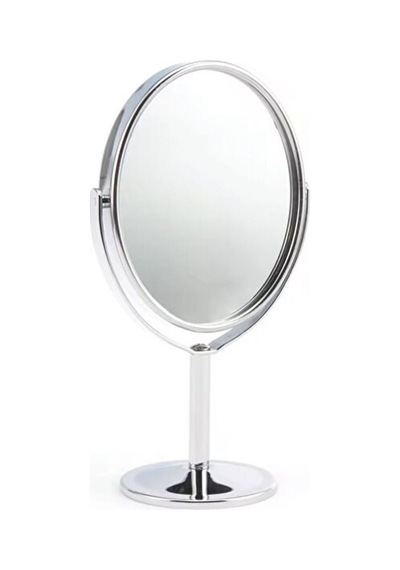 Mercansa Sonx Oval Masaüstü Ayaklı 360 Dönebilen, İşyeri, Seyahat İçin Mini Krom Ayna 15x25cm