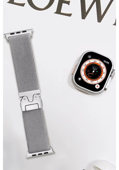 Newface - 226 - Apple Watch 42mm Forest Kumaş Kordon - - Edntrend - Titan Gri