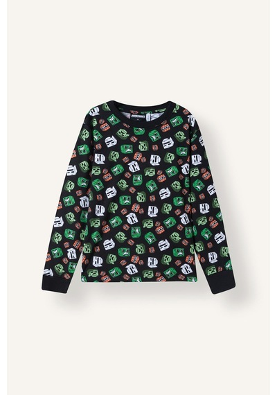 Defacto Minecraft Lisanslı Baskılı 2li Pijama Takımı Erkek Çocuk I3437a826wnbk81 Siyah-bk81
