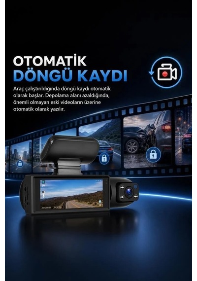 Premium Taşıt Ekipmanı Yol Aksesuarı Araç İçi Kamera 1080p Ta09 Siyah