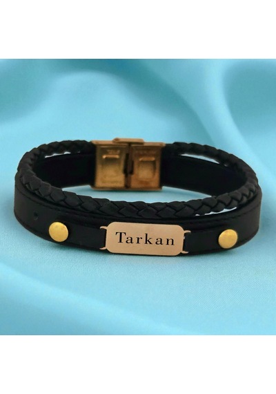 Archin Tarkan İsmine Özel Oval Motifli 14 Ayar Altın Plakalı Hakiki Siyah Derili Hediye Bileklik-563isim Tarkan Archin Tarkan İsmine Özel Oval Motifli 14 Ayar Altın Plakalı Hakiki Siyah Derili Hediye Bileklik-563isim Tarkan