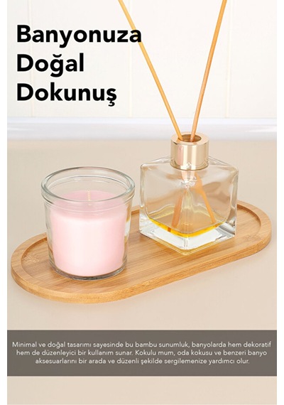 2 Adet Oval Bambu Sunumluk - Yağdanlık Altlığı Sabunluk Standı Kahvaltı Sunum Tabağı Servis Tepsisi Diğer
