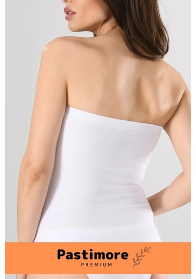Özel Üretim Straples Uzun Beyaz Örme Seamless Pedsiz Dikişsiz Soft Basic Kadın Atlet