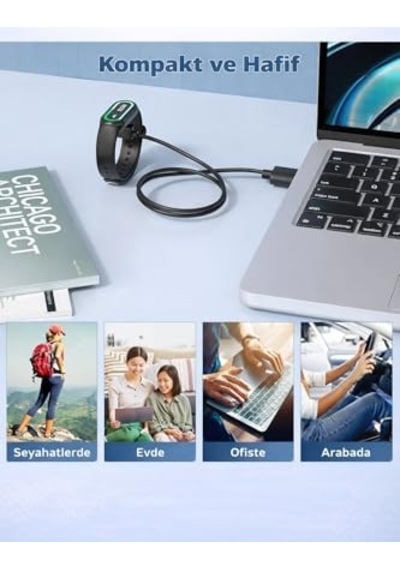 Xiaomi İle Uyumlu Mi Band 8/band 8 Pro/band 8 Active/band 9/band 10 Uyumlu Akıllı Saat Usb Şarj Aleti Kablosu