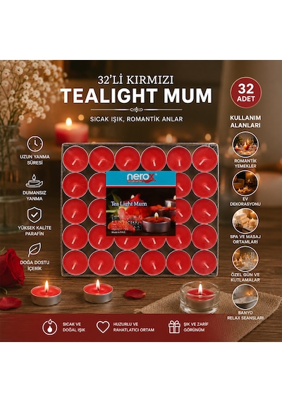 32pcs Renkli Tea Light Yuvarlak Mum Mix - Herhangi Bir Renk Gönderilir 5639 .