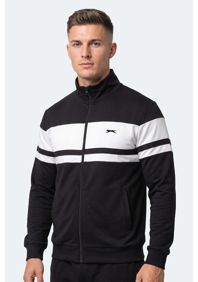 Slazenger Rıder Erkek Dik Yaka Fermuarlı Siyah Sweatshırt