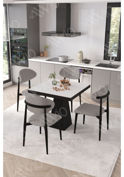 Avvio Marven Siyah Polo Metal Sandalye 90x90 Kare Yemek Masası Mutfak Masası Masa Sandalye Takımı Beyaz Avvio Marven Siyah Polo Metal Sandalye 90x90 Kare Yemek Masası Mutfak Masası Masa Sandalye Takımı Beyaz