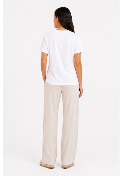 Neden Tekstil Kadın Bağlamalı Kısa Kollu Basic T-shirt - Beyaz