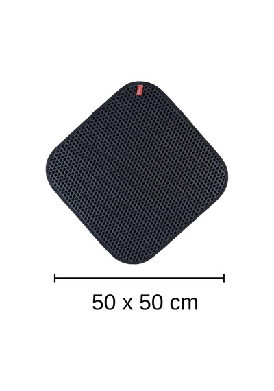 Cleanpaw Premium Kedi Tuvalet Önü Paspası, Çift Katmanlı Kedi Kumu Toplayıcı, Geniş Delikli, Kolay Temizlenir Siyah, 50 X 50