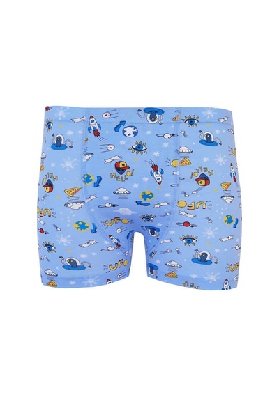 Tutku 12li Erkek Çocuk Renkli Boxer Desenli Baskılı Pamuklu Rahat Karışık