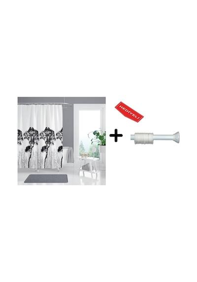 Banyo Duş Perdesi 3391 120x200 Perde Borusu Askı Aparatı 90x130 Hediyeli Çok Renkli