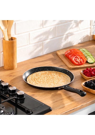 Porsima 579.0093 Granit Yanmaz Yapışmaz Tava Krep Tavası 26 Cm Siyah