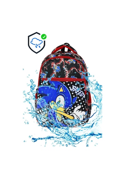 İlkokul Çantası Sonic 2'li Set 40 30 Cm Beslenme Çantası Ortopedik Sırt Çantası Erkek Çocuk Siyah