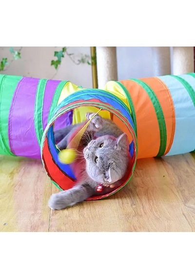 Renkli Kedi Ve Köpek Oyun Tüneli Katlanabilir T Model 3 Girişli Tasarım Dayanıklı Plastik