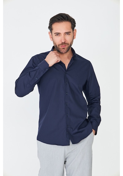 White Stone Lacivert Dynamic Fit Uzun Kollu Erkek Gömlek