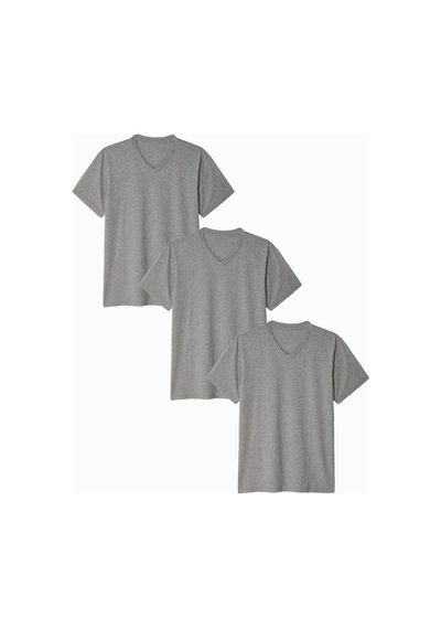 Kadın V Yaka Tshirt Spr24tsk40-3 Gri Melanj