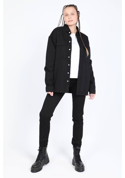 Banny Jeans Kadın Oversize Jean Gömlek SİYAH