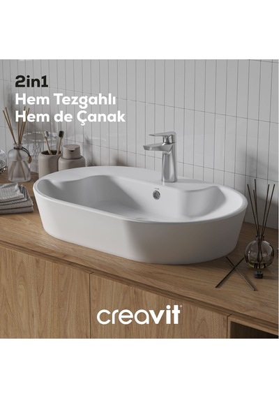 Creavit Topic Tezgah Üzeri Çanak Lavabo 70cm Beyaz Tp172-00cb00e-0000