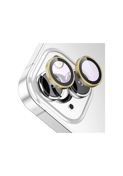 Buff Apple Uyumlu iPhone 15 / 15 Plus Kamera Metal Lens Koruyucu Gold