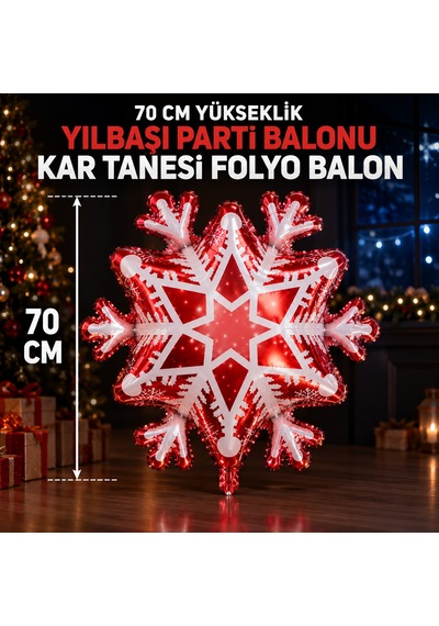 Yüksek Kalite 2 Adet 70cm Kırmızı Mavi Kar Tanesi Folyo Balon Mavi Kırmızı Kar Tanesi Yılbaşı Balonu