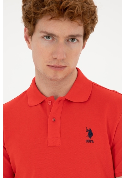 U.S. Polo Assn. Erkek Slim Fit Polo Yaka Kırmızı Basic Tişört 50279613-VR030