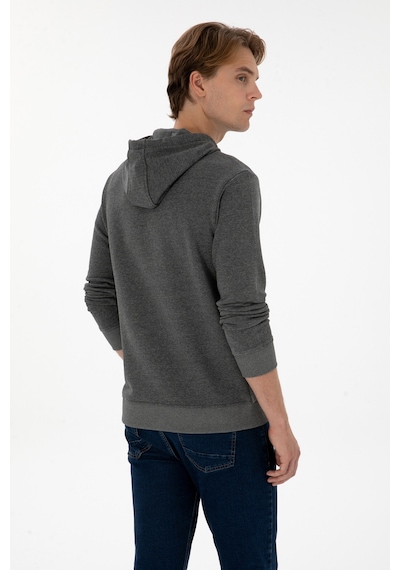 U.S. Polo Assn. Erkek Regular Fit Kapüşonlu Antrasit Melanj Basic Sweatshirt 50313720-VR081
