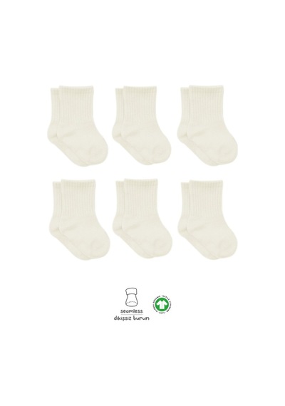 Erturkstore 6'lı Basic Penye Soket Çorap 10101 Ekru Çok Renkli