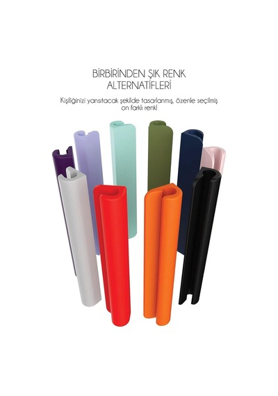 Tüm Stylus Kalemlere Ve Normal Kalemlere Uyumlu Yapışkanlı Silikon Kalem Tutucu Turkuaz Genel