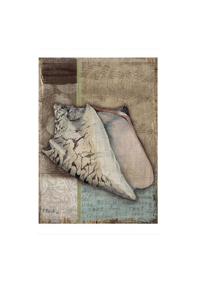 Bedeko Retro Deniz Kabuğu Tasarım Ahşap Tablo 25 Cm X 35 Cm