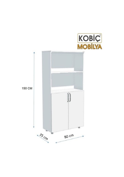 Kobiç Ofis Dosya Dolabı Kilitli Yarım Kapak Suntalam Dolap 80x35x150 Cm Meşe Meşe