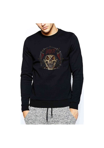 Slayer Music Hd Backgrounds Baskılı Siyah Erkek Sweatshirt (528825810)