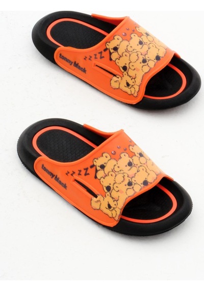Tonny Black Poli Taban Ayıcık Desenli Çocuk Unisex Oranj Terlik Tbacr895 Oranj