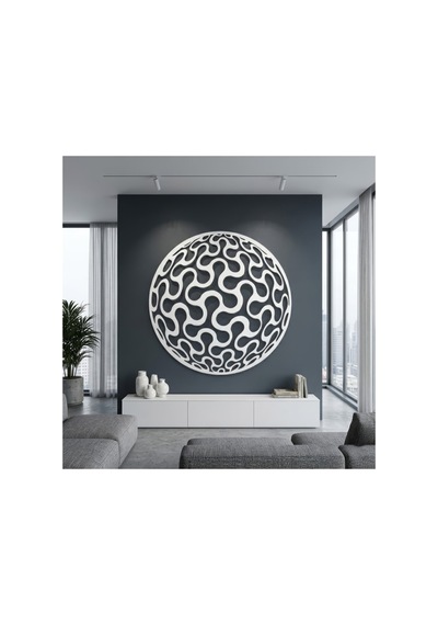 Abstract Daire Metal Duvar Tablosu - Metal Duvar Sanatı - Mavi - 50 X 50 Cm