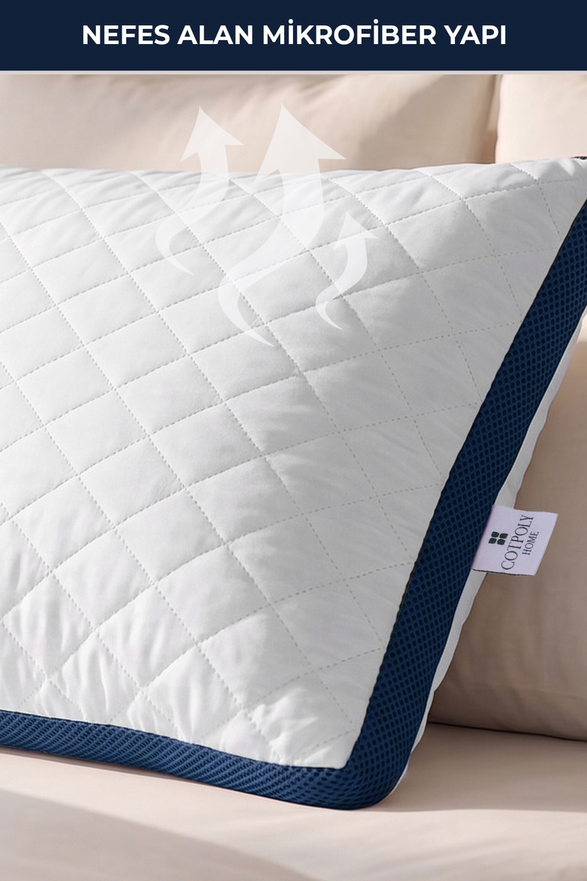 Klimalı Yastık 50x70 Cm Terletmeyen, Hava Alan Mikrofiber Uyku Yastığı Lacivert